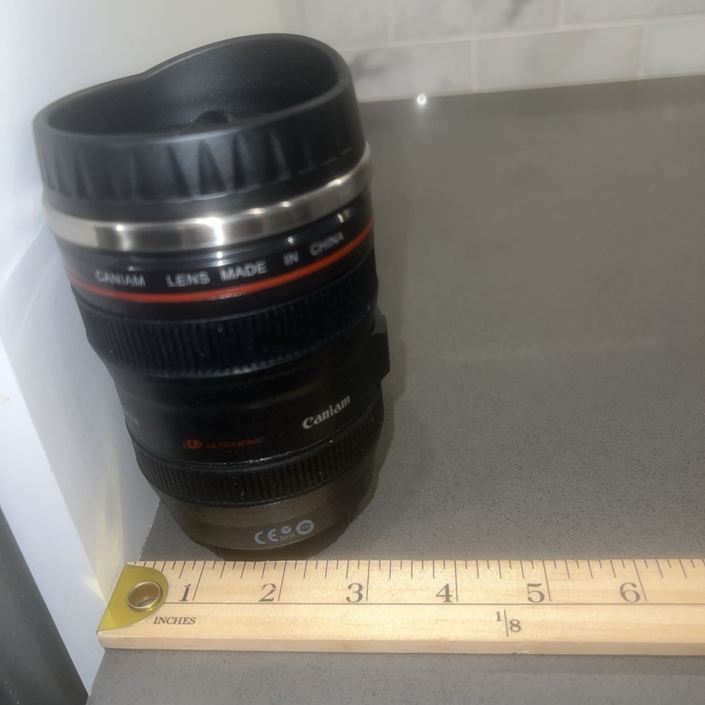 Camera Lens Travel Coffee Mug Stainless Steel Thermos Cup Caniam Screw Top Lid - Picture 9 of 10